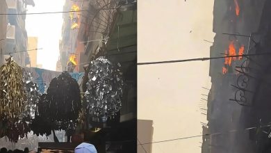 نشوب حريق هائل بعمارة سكنية بالمرج