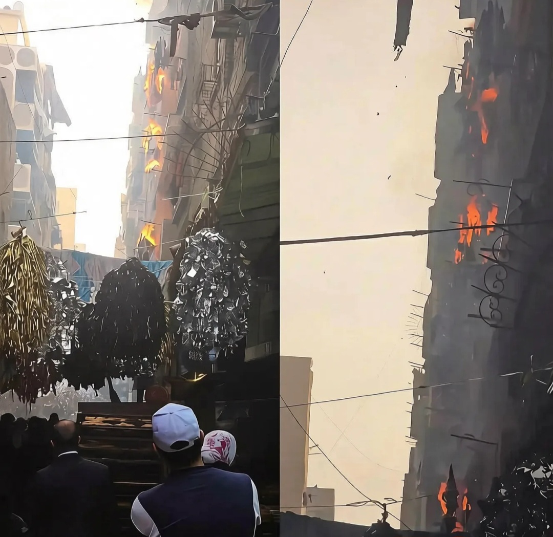 نشوب حريق هائل بعمارة سكنية بالمرج 